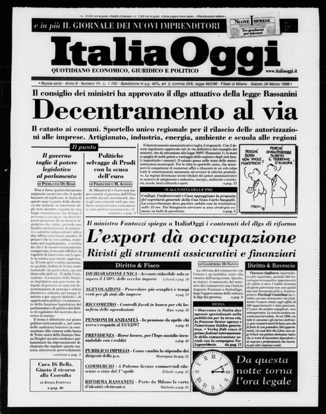 Italia oggi : quotidiano di economia finanza e politica